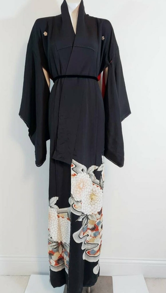SOLD🦋 Vintag silk rayon Kimono Japanese robe - Picture 3 of 12